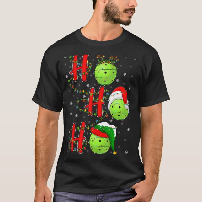 Pickleball jul Santa Hat Helgdag Ho Ho Ho T Shirt (Framsida)