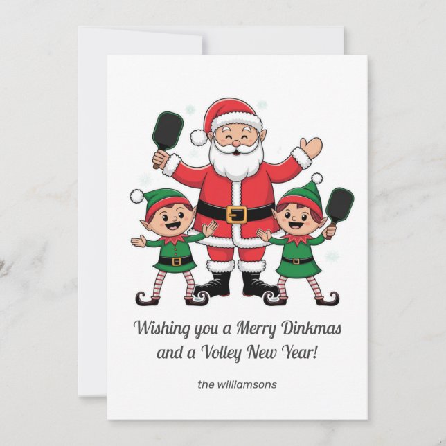Pickleball jul Santa tomte, din anpassade text  Julkort (Framsida)