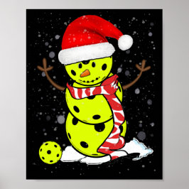 Pickleball jul Snögubbe med jultomten Poster