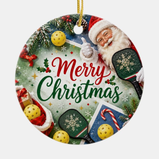 Pickleball jul tema  julgransprydnad keramik (Framsidan)