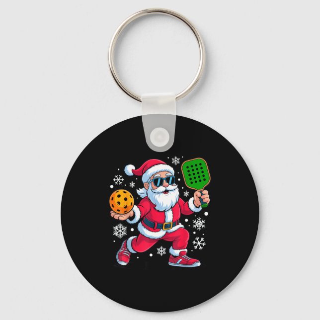 Pickleball jul tomte entusiaster jul kul nyckelring (Framsida)