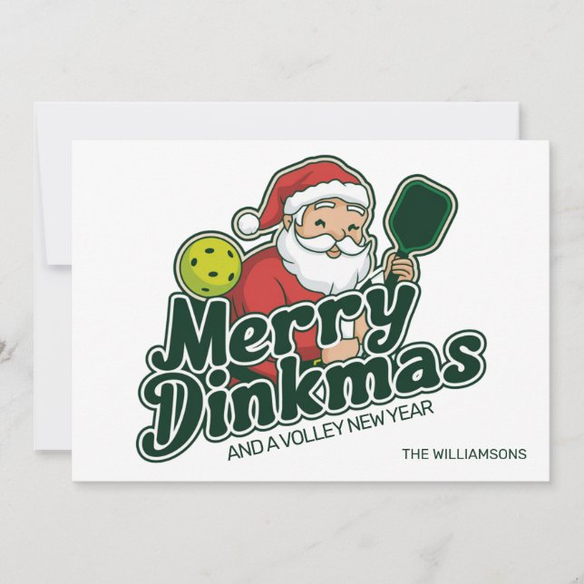 Pickleball jul tomte Merry Dinkmas Anpassad  Julkort (Framsida)