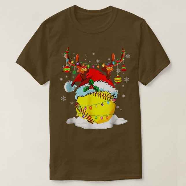 Pickleball Julafton Reindeer Santa Hat Pickleball  T Shirt (Design framsida)