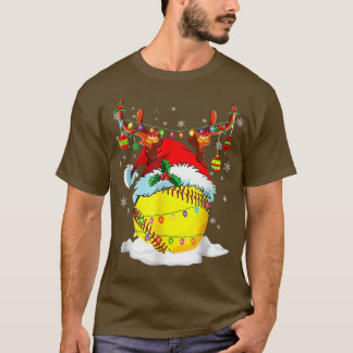 Pickleball Julafton Reindeer Santa Hat Pickleball  T Shirt
