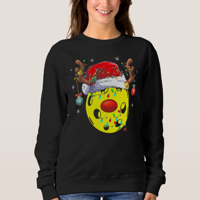 Pickleball Julafton Reindeer Santa Hat Pickleball  T Shirt (Framsida)