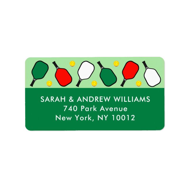 Pickleball-juletikett Helgdag Adressetikett (Framsidan)