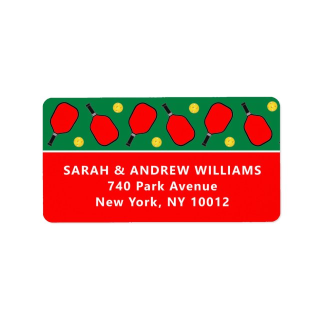 Pickleball-juletikett Helgdag Adressetikett (Framsidan)