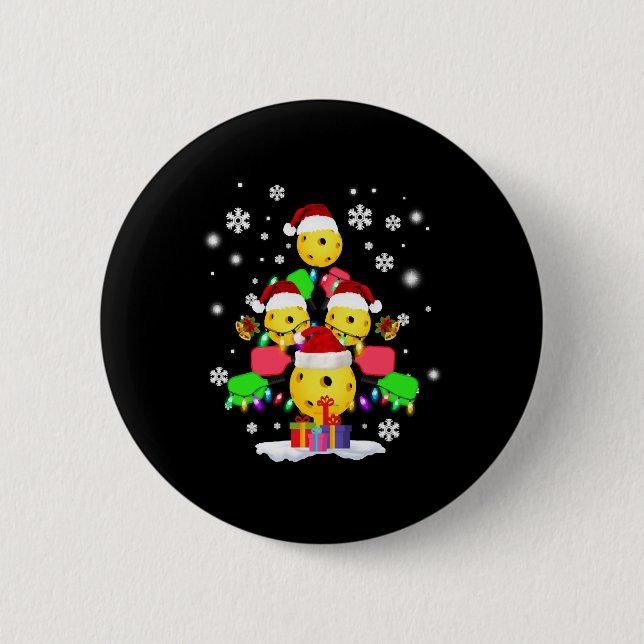 Pickleball Julgran Santa Pickleball Ljus Knapp (Framsida)