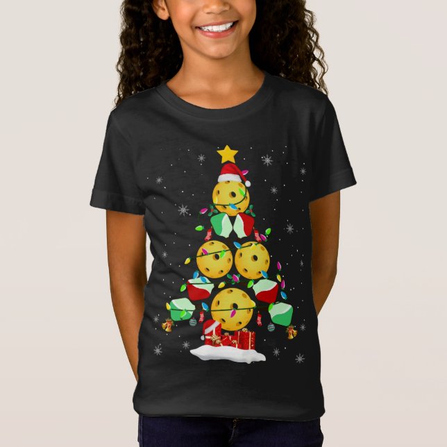 Pickleball Julgran Santa Pickleball X-mas L T Shirt (Framsida)