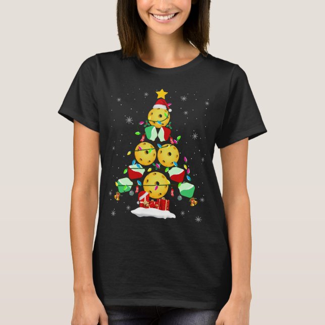 Pickleball Julgran Santa Pickleball X-mas L T Shirt (Framsida)