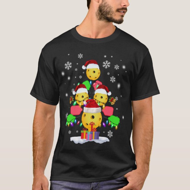 Pickleball Julgran Santa Pickleball X-mas L T Shirt (Framsida)