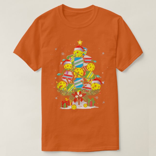 Pickleball Julgran Santa X mas Ljus T Shirt (Design framsida)