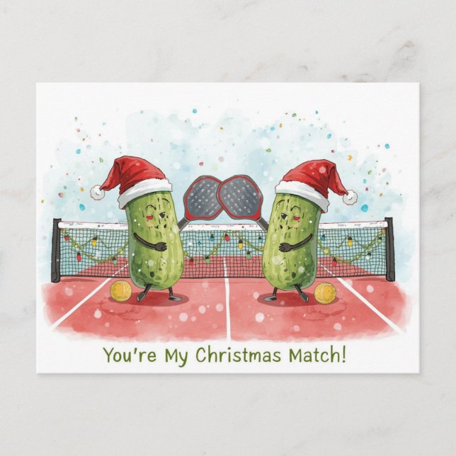 Pickleball julkläder har Tomte på Match Helg Vykort (Framsida)