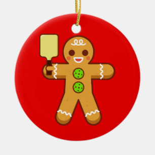 Pickleball julprydnad - Gingerbreadman Julgransprydnad Keramik