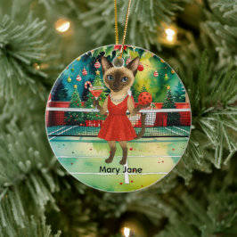 Pickleball-jultema för Cat Lovers Julgransprydnad Keramik