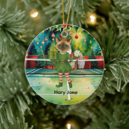 Pickleball-jultema för Cat Lovers Julgransprydnad Keramik
