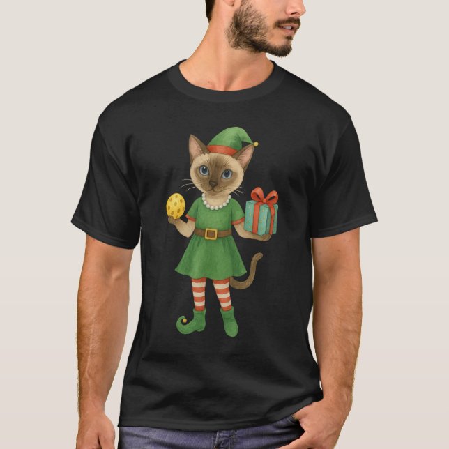 Pickleball-jultema för Cat Lovers T Shirt (Framsida)