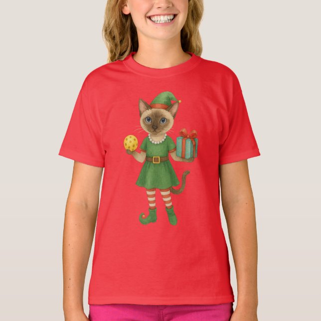 Pickleball-jultema för Cat Lovers T Shirt (Framsida)