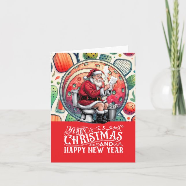 Pickleball-jultema med Jultomten Helgkort (Framsida)