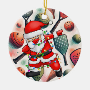 Pickleball-jultema med Jultomten Julgransprydnad Keramik