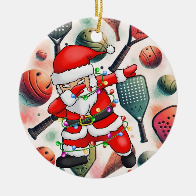 Pickleball-jultema med Jultomten Julgransprydnad Keramik (Framsidan)
