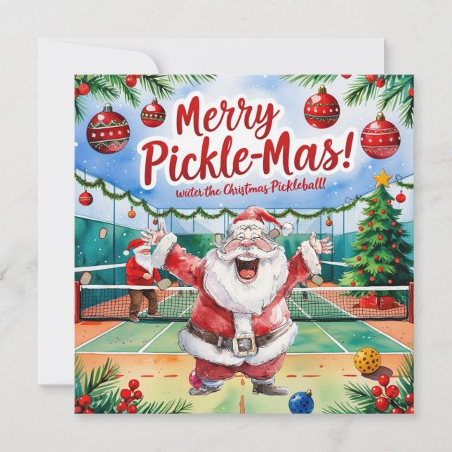 Pickleball-jultema med Jultomten Julkort (Framsida)