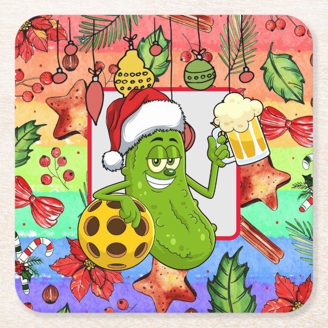 Pickleball-jultema Underlägg Papper Kvadrat (Framsidan)