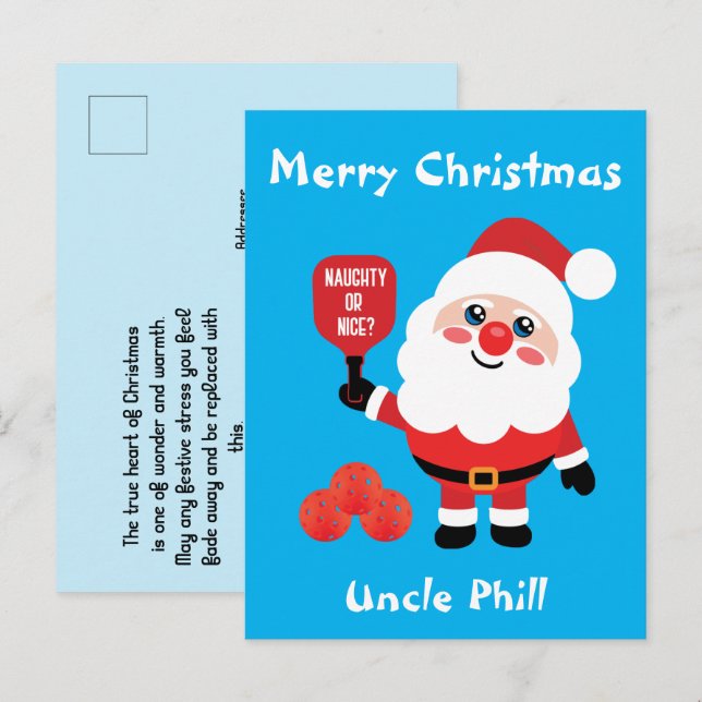 Pickleball 🎅 julvykort vykort (Fram/baksida)