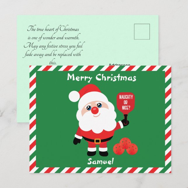 Pickleball 🎅 julvykort vykort (Fram/baksida)