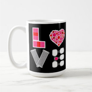 Pickleball Kärlek Heart Court Bollar Paddles Black Kaffemugg