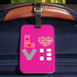 Pickleball Kärlek Heart Court Bollar Paddles Rosa  Bagagebricka