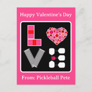 Pickleball Kärlek Hjärtplan Bollar Paddlar Rosa Rö Vykort