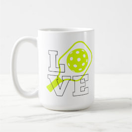 Pickleball Kärlek - Neon Paddle och Boll Design Kaffemugg