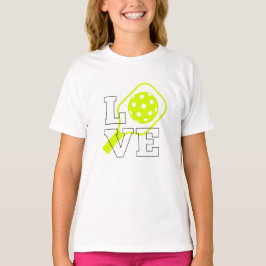 Pickleball Kärlek - Neon Paddle och Boll Design T Shirt