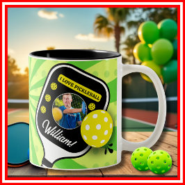 Pickleball KÄRLEK Party RETRO Grönt Sports PHOTO Två-Tonad Mugg