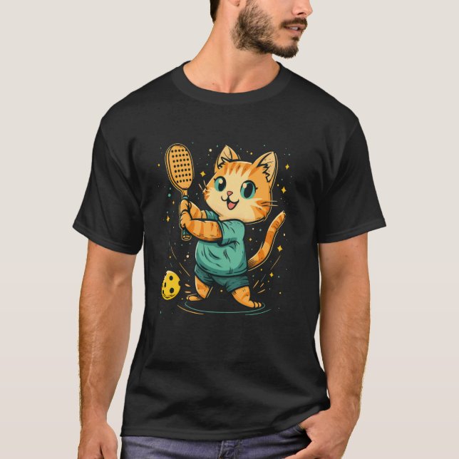Pickleball Katt T Shirt (Framsida)