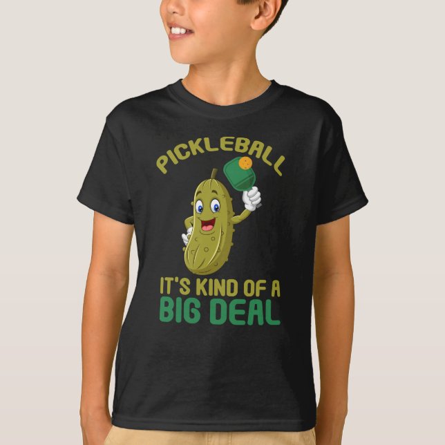 Pickleball Kid Big Deal Pickle Sport T Shirt (Framsida)