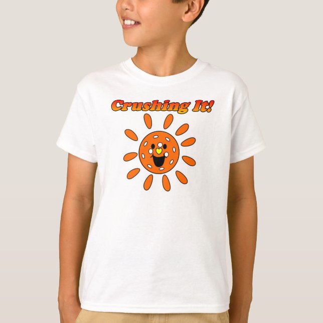 Pickleball Kid, krossa den - Orange Sunshine T Shirt (Framsida)