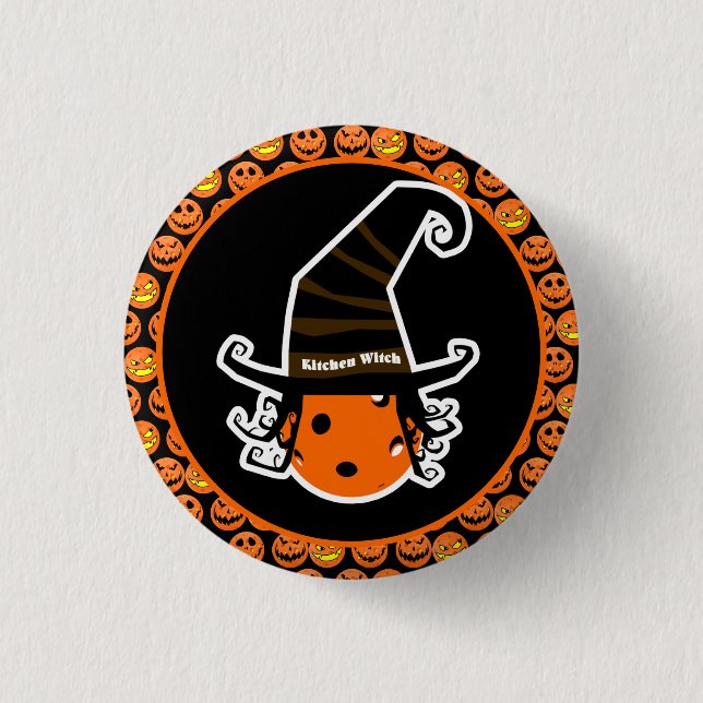 Pickleball Kitchen Witch Cute Pickleball Halloween Knapp (Framsida)