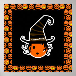 Pickleball Kitchen Witch Cute Pickleball Halloween Poster