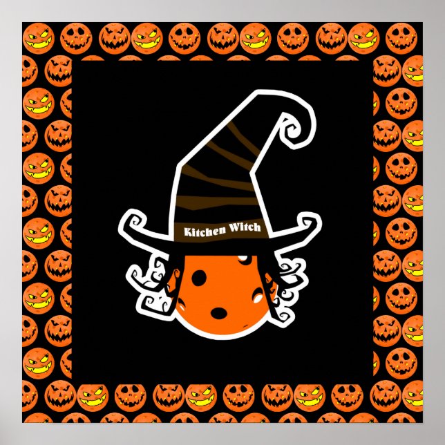 Pickleball Kitchen Witch Cute Pickleball Halloween Poster (Framsidan)