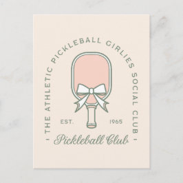 Pickleball klubb flickaktigt rosa och grönt vykort