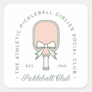 Pickleball klubb-flickaktigtar, matematikmatchning fyrkantigt klistermärke