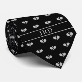 Pickleball Klubbs Monogram Namn Black Neck Tie Slips