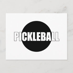 Pickleball-kortdesign i svart och vitt meddelande vykort