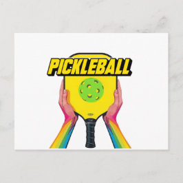 Pickleball-kortdesign i svart och vitt meddelande vykort