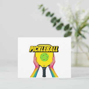 Pickleball-kortdesign i svart och vitt meddelande vykort