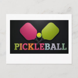 Pickleball-kortdesign i svart och vitt meddelande vykort
