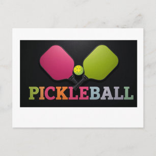 Pickleball-kortdesign i svart och vitt meddelande vykort