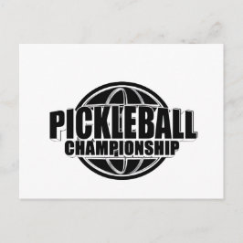 Pickleball-kortdesign i svart och vitt meddelande vykort